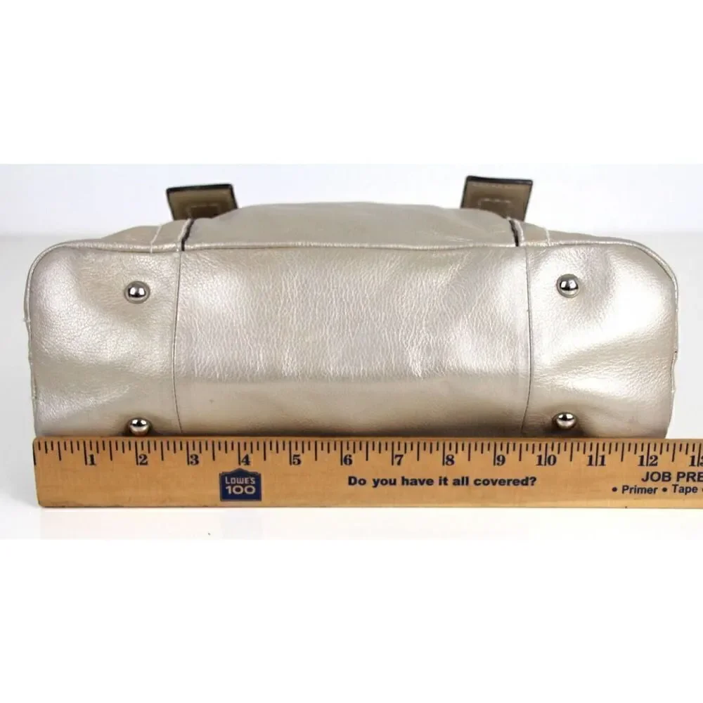ROOMY TIGNANELLO SILVER GENUINE LEATHER SHOULDER BAG TOTE HANDBAG HOBO PURSE